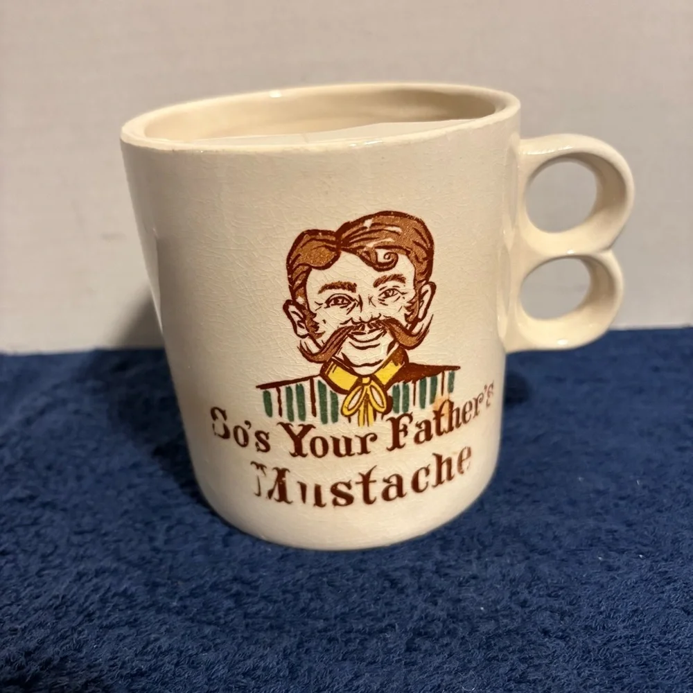 Vintage Shaving Mustache Mug Cup w/ Brush “So's Your Father's Mustache” - Japan